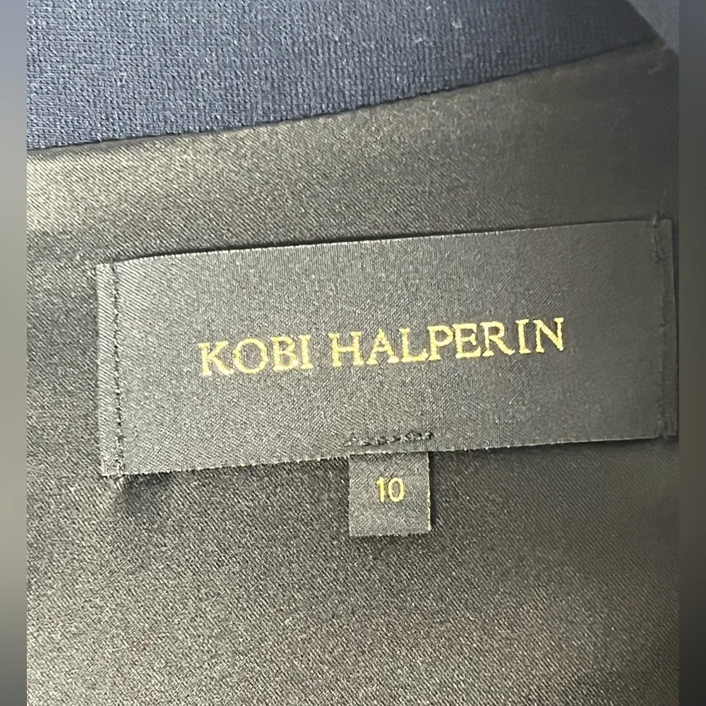Kobi Halperin Navy Blue Jae Knit Faux Wrap Sheath  Dress Sz 10 - Picture 6 of 10